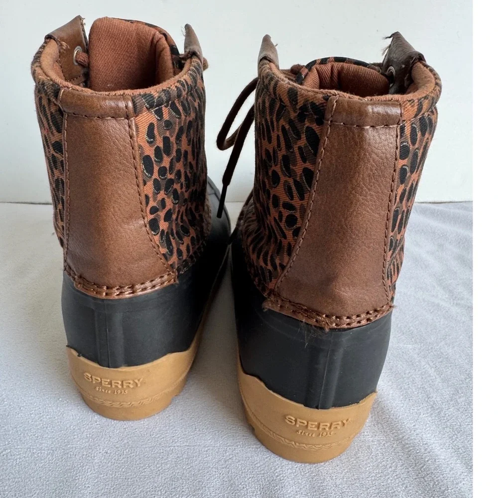 Sperry Saltwater Duck Boots Kids 3M Leopard Rain Brown Black waterproof snow ski